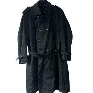 Vintage Double-Breasted Trench Coat With Belt Black
